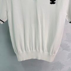 26  New White Knitted Polo Shirt