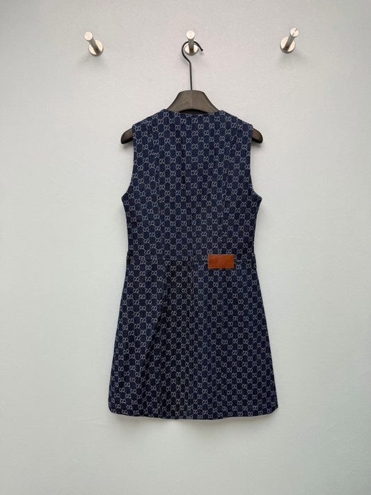 26  New Jacquard Denim Pinafore Dress