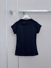 26 New Style Embroidered Crew-Neck Short-Sleeve Top