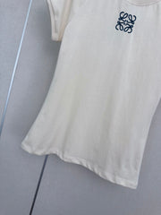 26 New Style Embroidered Crew-Neck Short-Sleeve Top