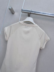 26 New Style Embroidered Crew-Neck Short-Sleeve Top