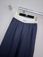 26SS New Arrival: Wide-Leg Trousers with Contrast-Color Waist Design