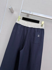 26SS New Arrival: Wide-Leg Trousers with Contrast-Color Waist Design