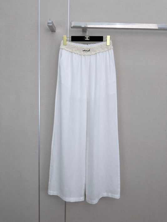 26SS New Arrival: Wide-Leg Trousers with Contrast-Color Waist Design
