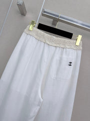 26SS New Arrival: Wide-Leg Trousers with Contrast-Color Waist Design