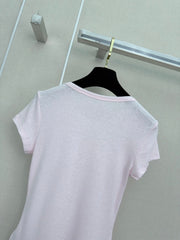 26 New Style: Beaded & Sequined Letter Crewneck Short-Sleeve Top