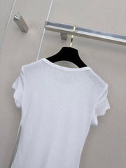 26 New Style: Beaded & Sequined Letter Crewneck Short-Sleeve Top