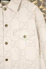 Ivory White Jacquard Denim Jacket