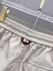 Color-blocked drawstring casual shorts