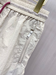 Color-blocked drawstring casual shorts