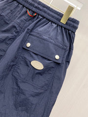 Color-blocked drawstring casual shorts