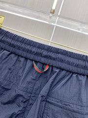 Color-blocked drawstring casual shorts