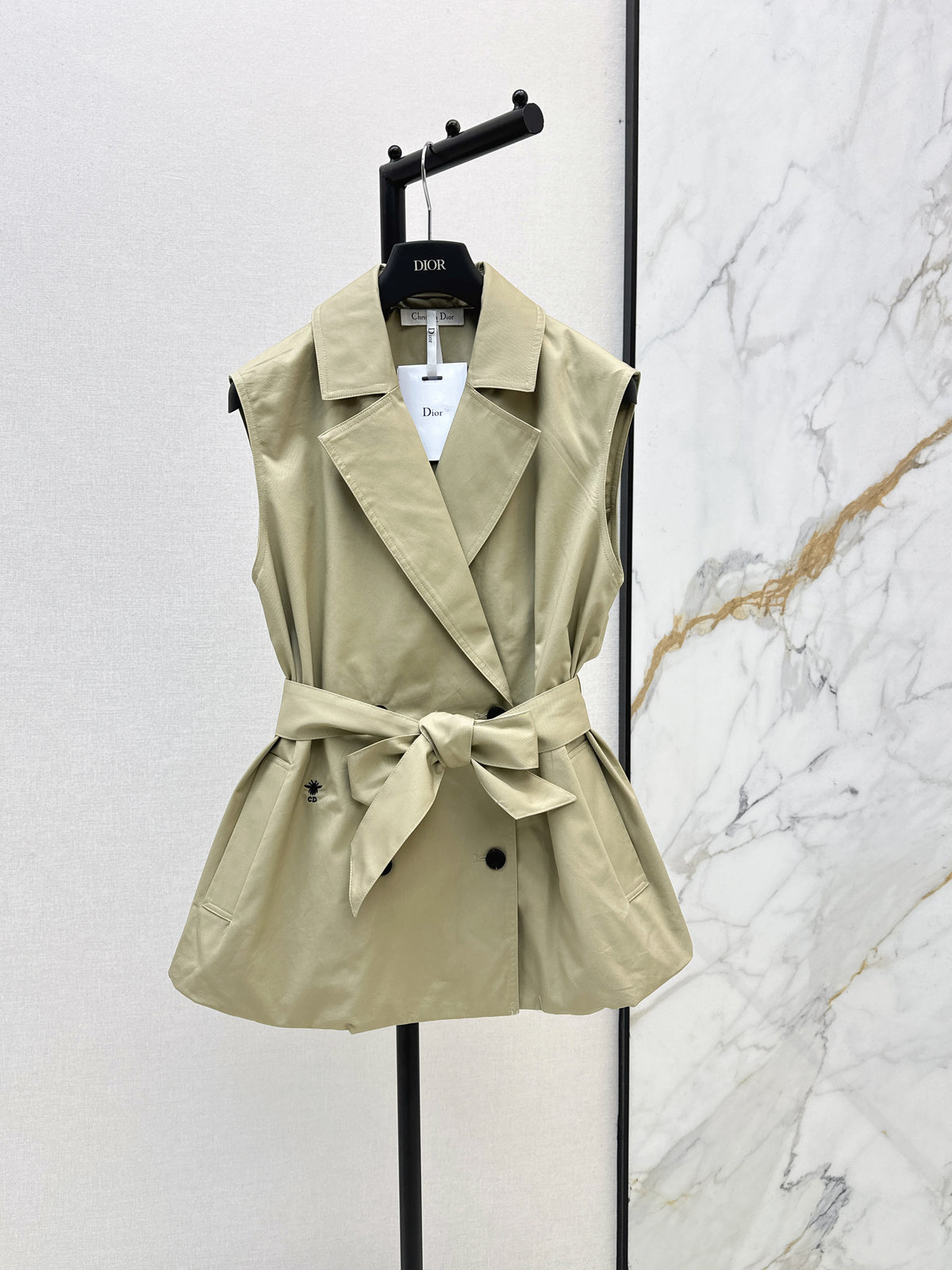 Flower bud design trench coat vest