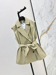 Flower bud design trench coat vest