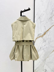 Flower bud design trench coat vest