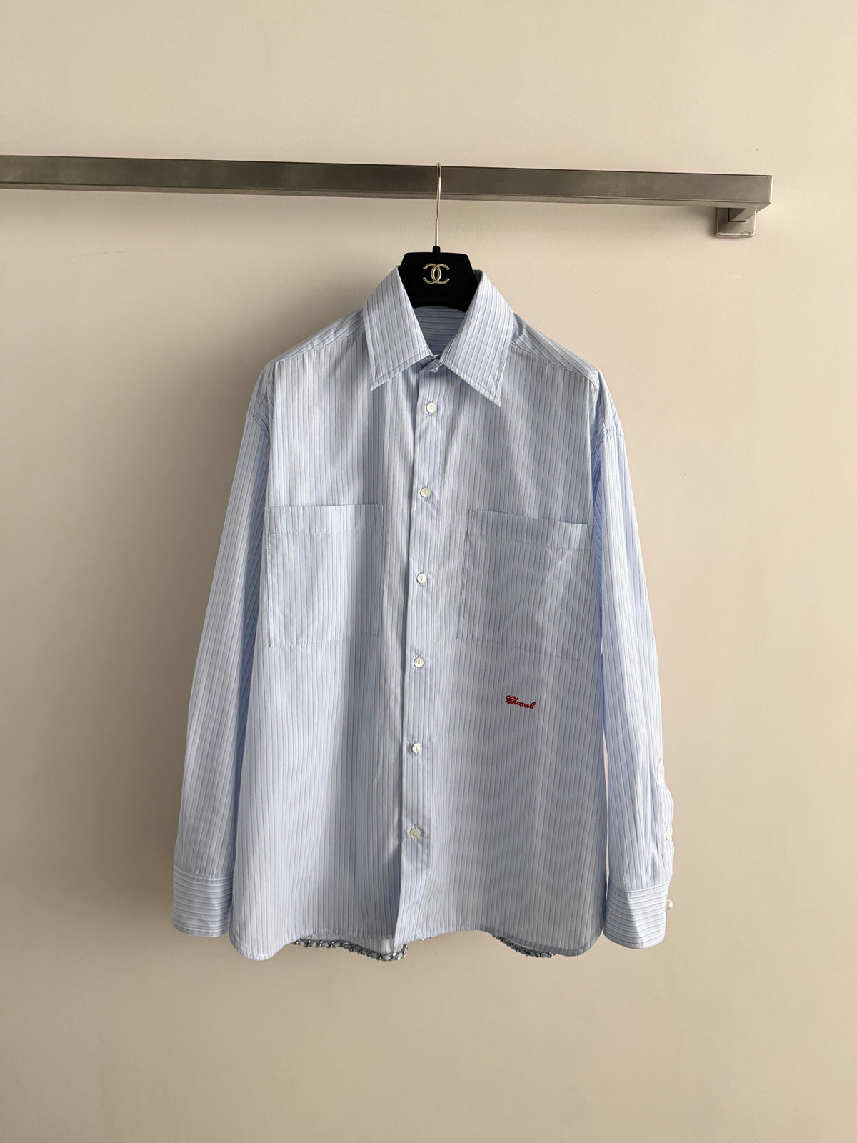 Light Blue Striped Long Shirt