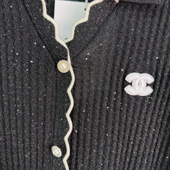 Collared Knit Short-Sleeve Cardigan
