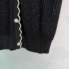 Collared Knit Short-Sleeve Cardigan