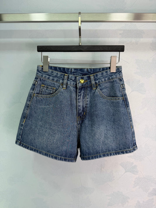 High-waisted denim shorts