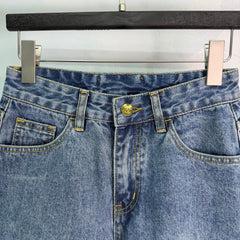 High-waisted denim shorts
