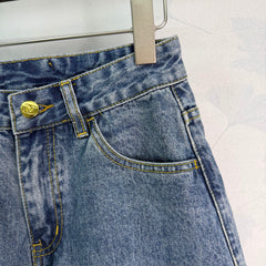 High-waisted denim shorts