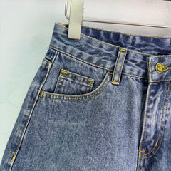 High-waisted denim shorts