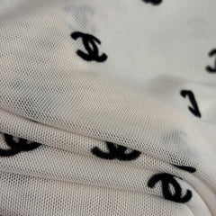Flocked logo mesh short-sleeved T-shirt