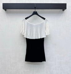 Black and white color-blocked knitwear