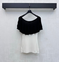 Black and white color-blocked knitwear