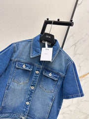 Webbing-trimmed denim set