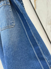 Logo webbing embellished denim dress