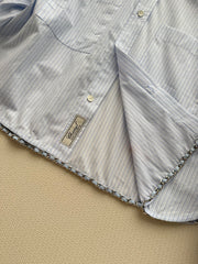 Short-sleeved blue striped shirt