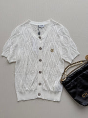 Short-Sleeve Knit Cardigan
