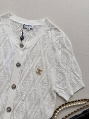 Short-Sleeve Knit Cardigan