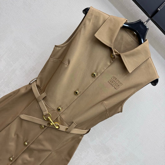 Belted Collared Dress