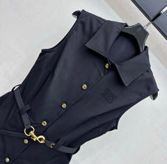 Belted Collared Dress