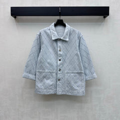 Diamond-Quilted Denim Shirt Jacket