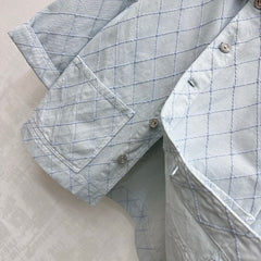 Diamond-Quilted Denim Shirt Jacket