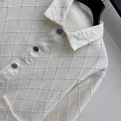 Diamond-Quilted Denim Shirt Jacket