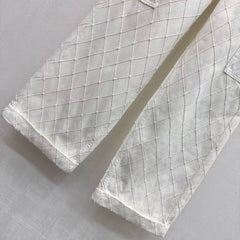 Quilted Diamond-Pattern Denim Trousers