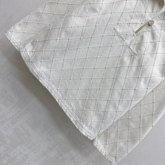 Quilted Denim Collared Top