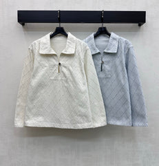 Quilted Denim Collared Top