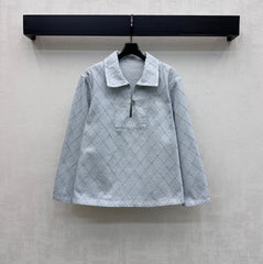 Quilted Denim Collared Top