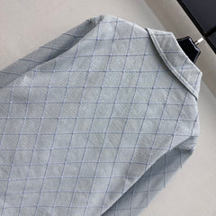 Quilted Denim Collared Top