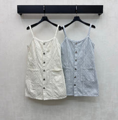 Quilted Denim Slip Dress