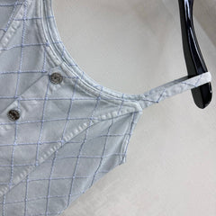 Quilted Denim Slip Dress
