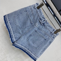 Fringed-Hem Denim Shorts