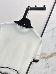 Color-Block Trimmed Crewneck Knit Top
