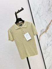 Short-Sleeve Top with Gold Lurex Yarn