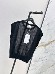 Patchwork Cutout Drop-Shoulder Knit Sweater